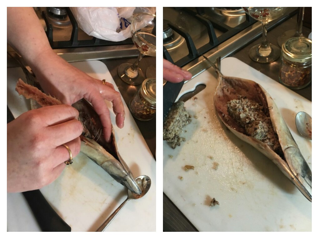 gutting and stuffing fish