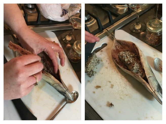 gutting and stuffing fish